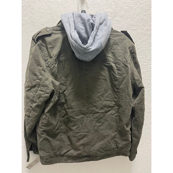 LEVI’S Sherpa MEDIUM Trucker Brown Military Jacket Removable Hood - Picture 6 of 13